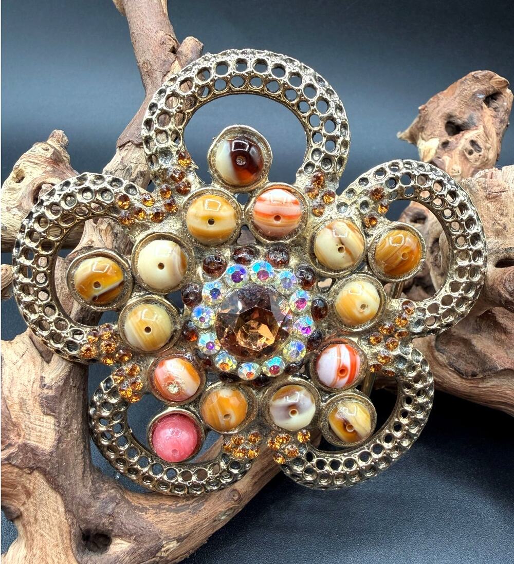 Vintage Viviane Guenoun Austrian Crystals/Multi-stone Statement Belt Buckle